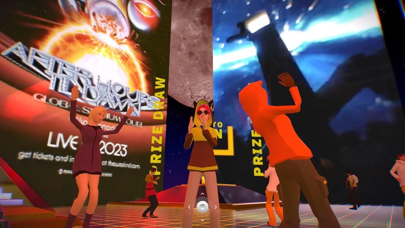 Tańczące awatary i grafiki koncertowe w wirtualnym świecie Enter The Dimension.
